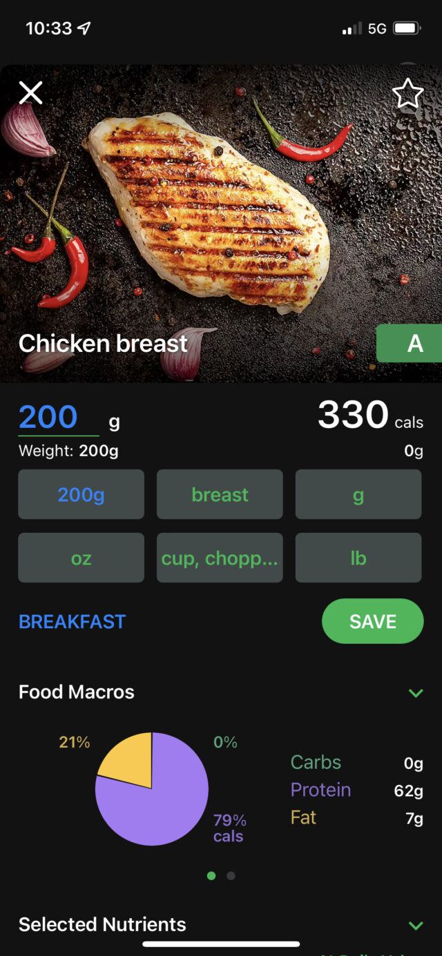 200 grams chicken breast calories