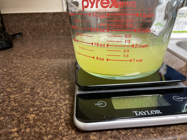 Egg Whites on Scale Showing Volume to get 200g protein per day